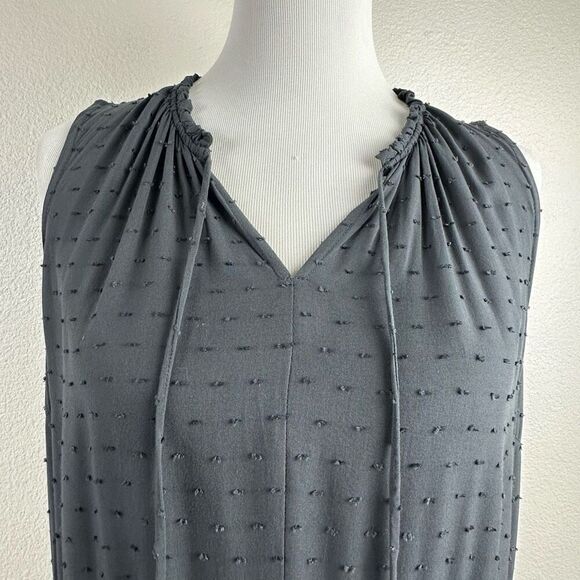 Old Navy Women's L Swiss Dot Sleeveless Swing Dress Gray Tiered With Pockets - Picture 4 of 11